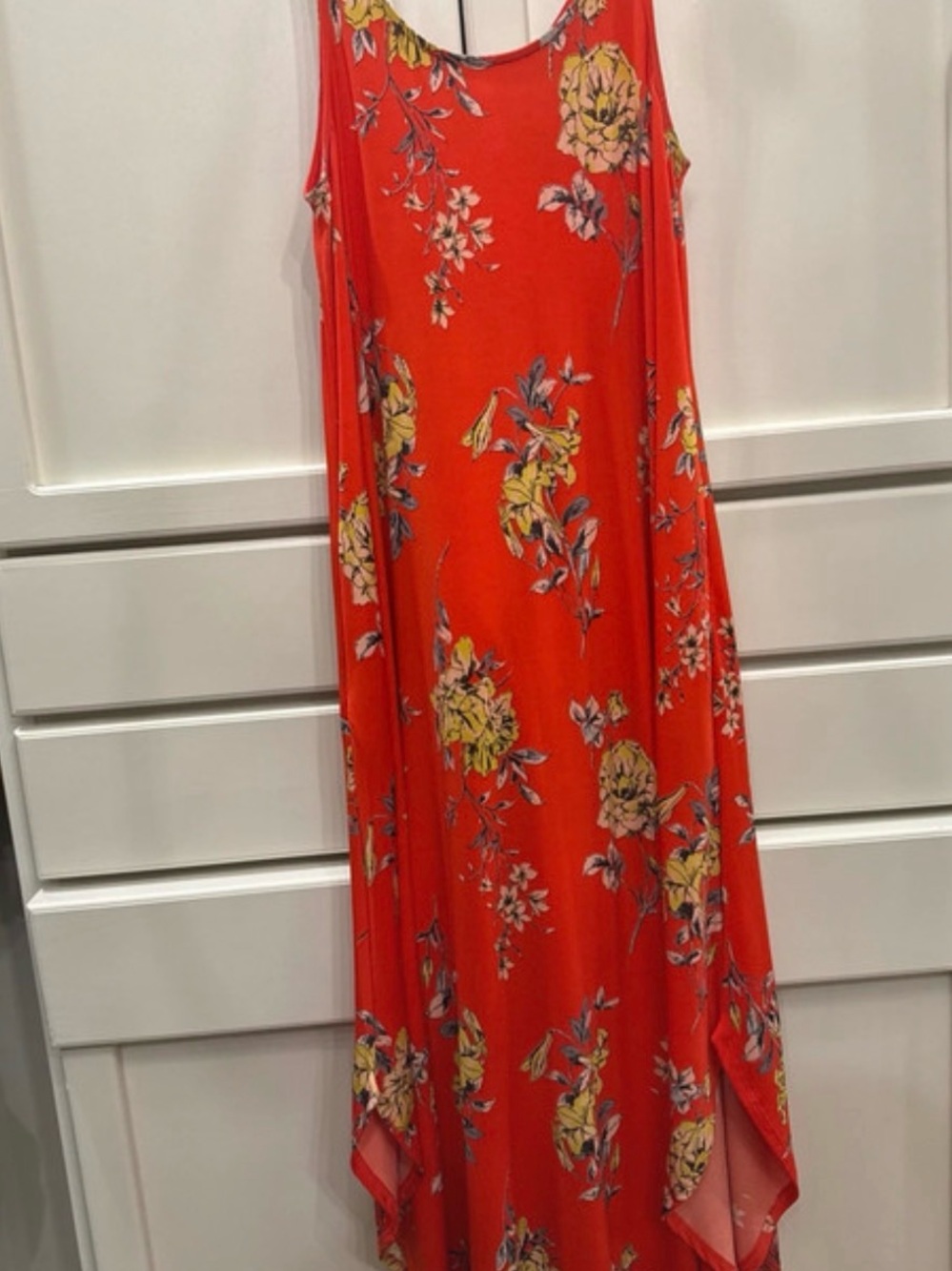 mittoshop Bright Red Floral Sleeveless Maxi Dress